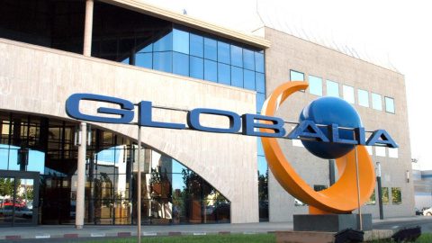 Globalia Corp headquarters exterior with modern architecture and logo display.